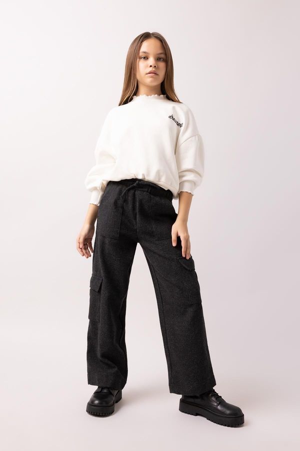 DEFACTO DEFACTO Girls' Wide Leg Cargo Wide Leg Cotton Trousers