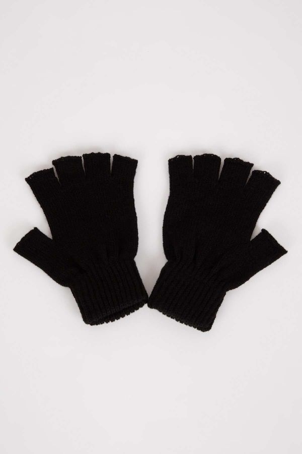 DEFACTO DEFACTO Men's Cropped Knitted Gloves