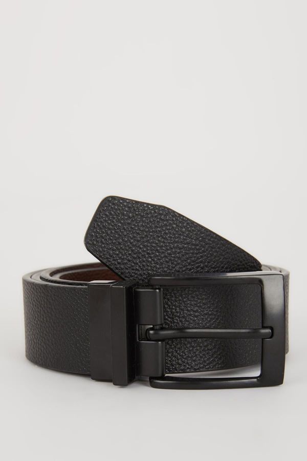 DEFACTO DEFACTO Men's Double Sided Buckle Faux Leather Double Sided Classic Belt