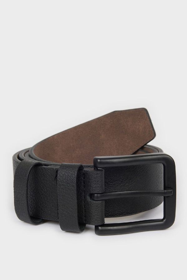 DEFACTO DEFACTO Men's Rectangular Buckle Faux Leather Casual Belt