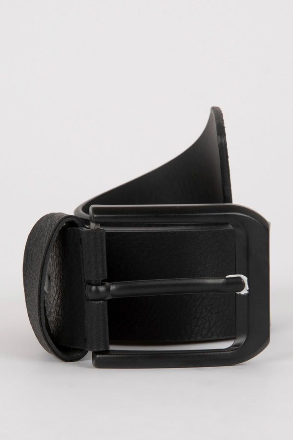 DEFACTO DEFACTO Men's Rectangular Buckle Faux Leather Jean Belt