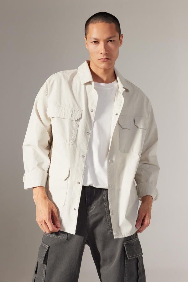 DEFACTO DEFACTO Oversize Fit Cotton Long Sleeve Shirt Jacket