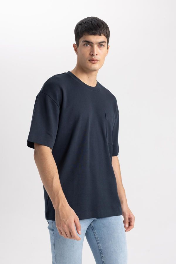 DEFACTO DEFACTO Oversize Fit Crew Neck Short Sleeve 100% Cotton Heavy Fabric Basic T-Shirt