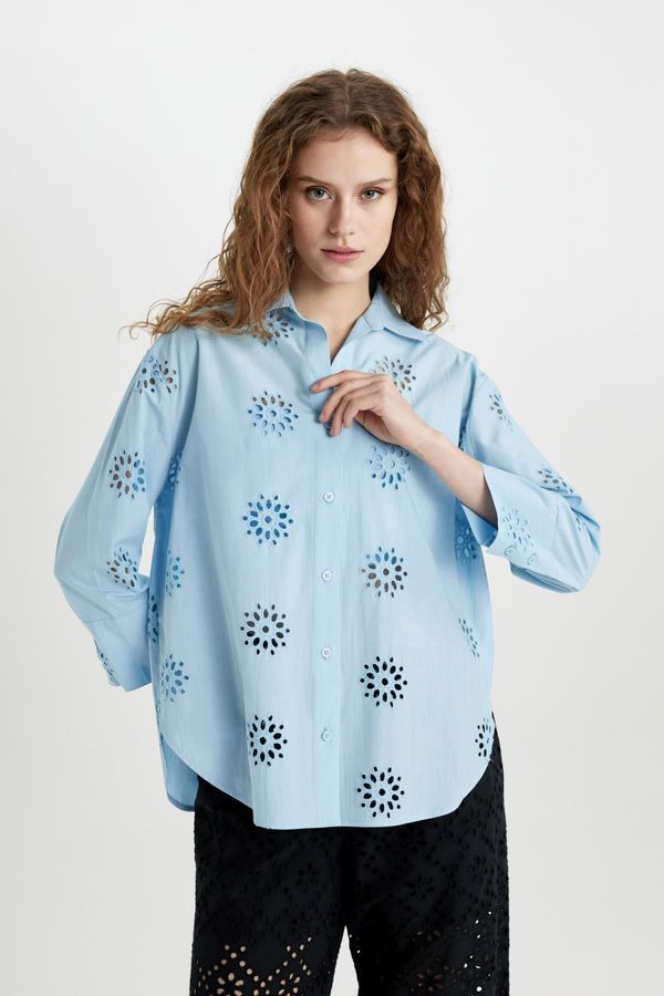 DEFACTO DEFACTO Oversize Fit Embroidered Long Sleeve Shirt