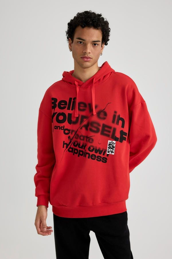 DEFACTO DEFACTO Oversize Fit Hooded Printed Sweatshirt