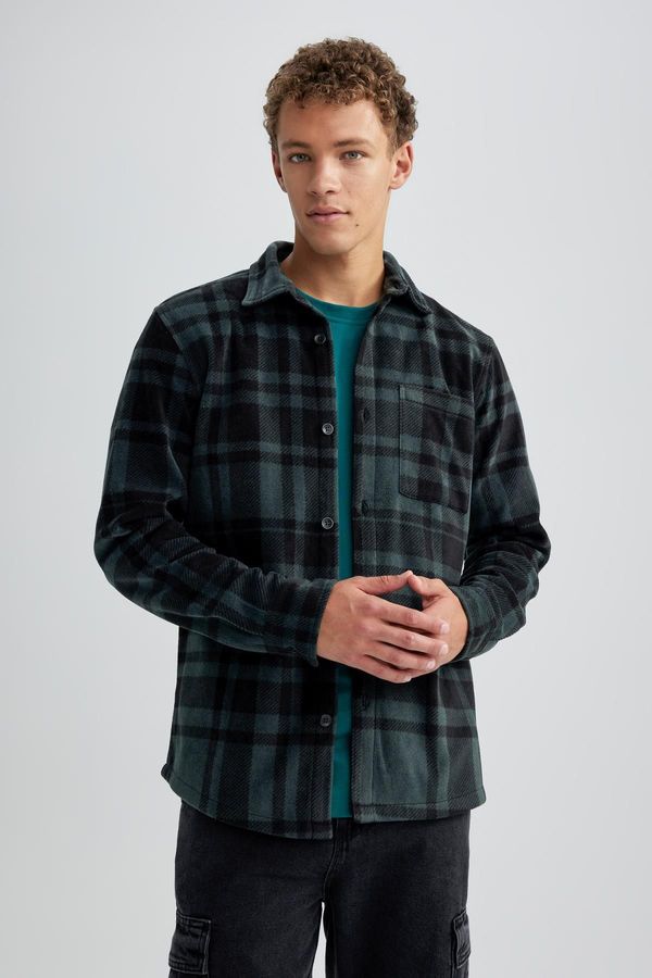 DEFACTO DEFACTO Regular Fit Checkered Fleece Long Sleeve Shirt