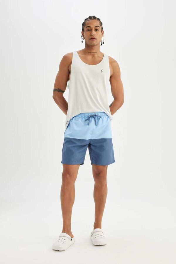 DEFACTO DEFACTO Regular Fit Color Blocked Mesh Lined Above Knee Swim Shorts