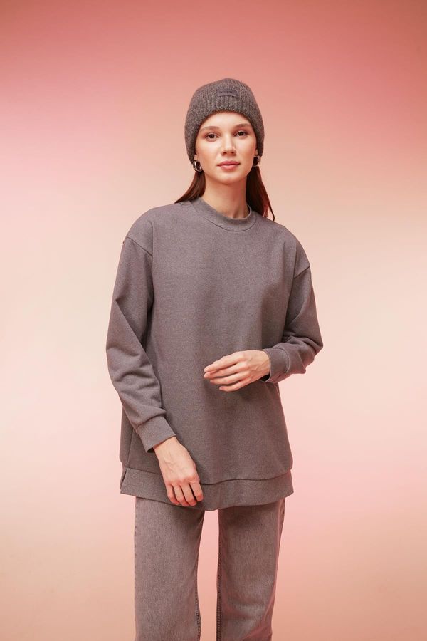 DEFACTO DEFACTO Regular Fit Crew Neck Sweatshirt Tunic