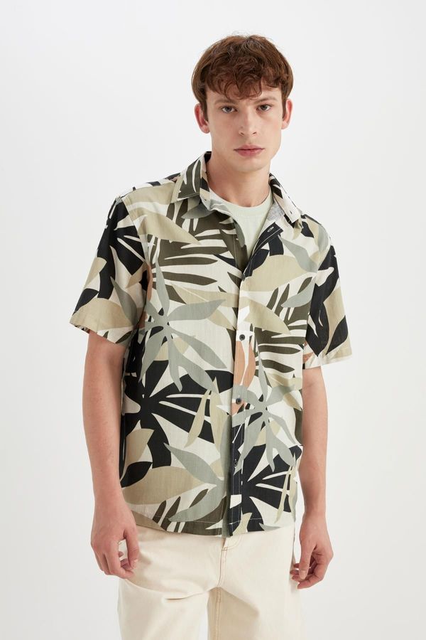 DEFACTO DEFACTO Regular Fit Hawaiian Printed Cotton Short Sleeve Shirt