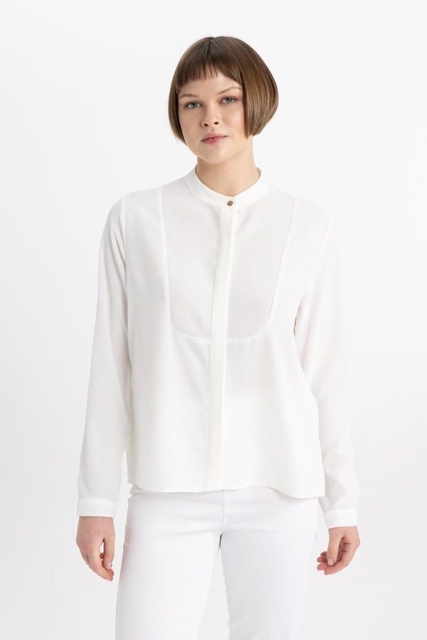 DEFACTO DEFACTO Regular Fit Magnificent Collar Crepe Long Sleeve Blouse