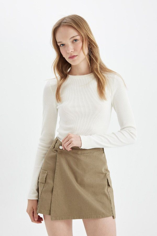 DEFACTO DEFACTO Regular Fit Normal Waist Gabardine Short Skirt