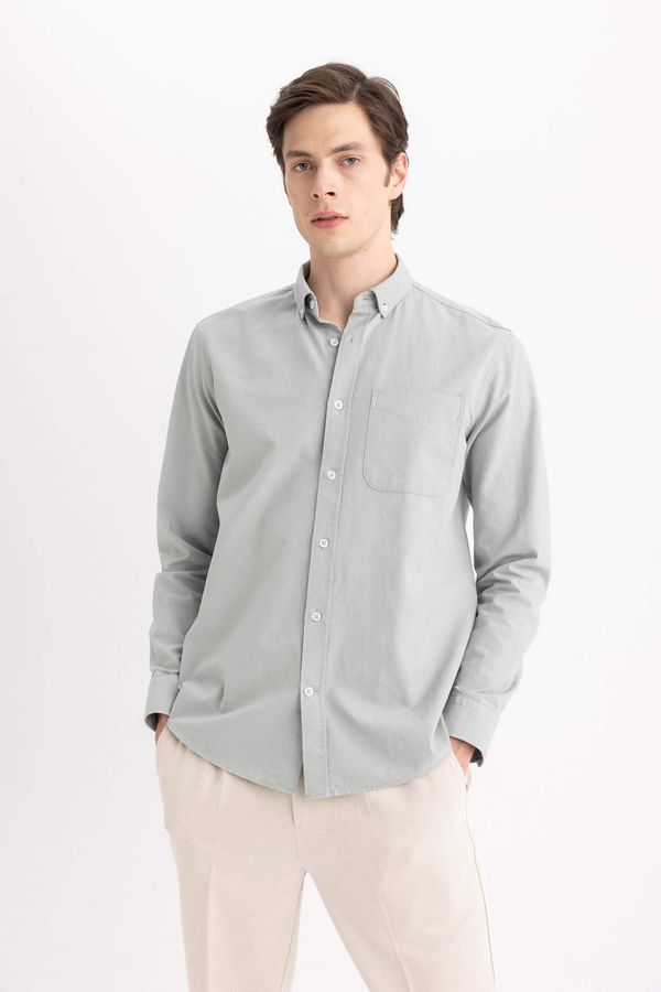 DEFACTO DEFACTO Regular Fit Polo Collar Oxford Long Sleeve Shirt