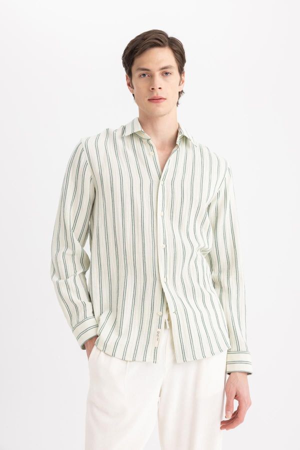 DEFACTO DEFACTO Regular Fit Polo Neck Long Sleeve Striped Shirt