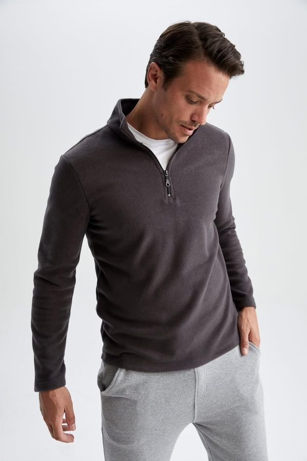 DEFACTO DEFACTO Regular Fit Stand-up Collar Fleece Sweatshirt