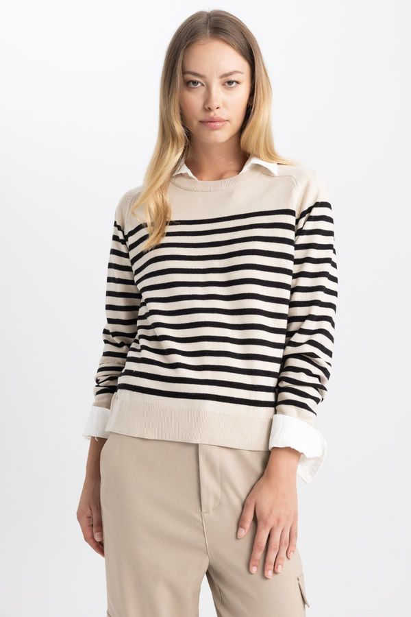 DEFACTO DEFACTO Regular Fit Striped Crew Neck Sweater