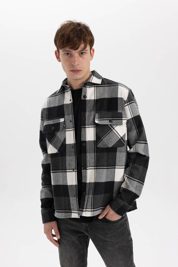 DEFACTO DEFACTO Relax Fit Checked Cotton Long Sleeve Shirt