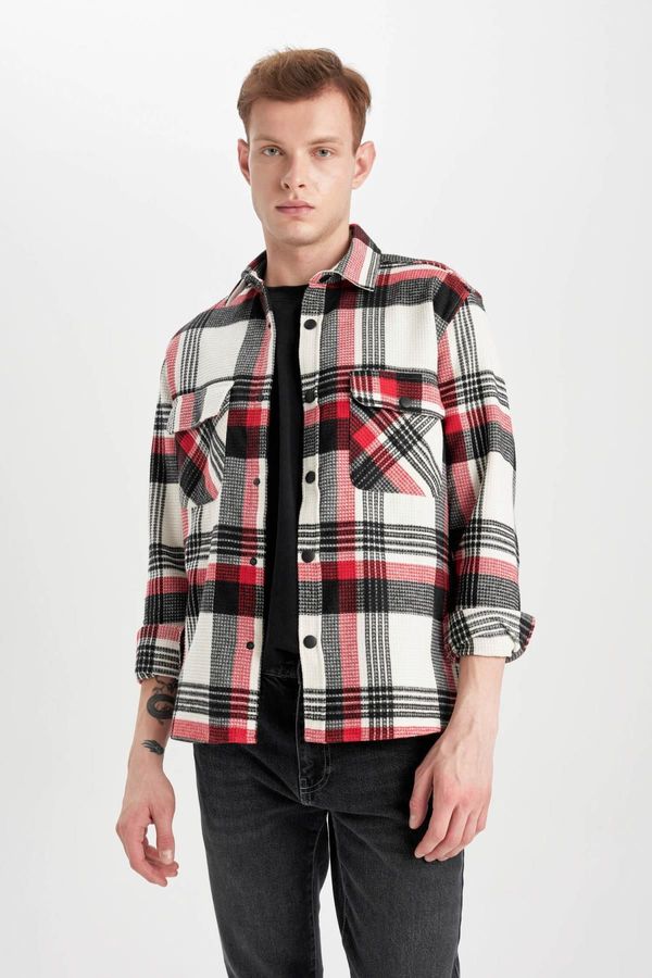 DEFACTO DEFACTO Relax Fit Checked Cotton Long Sleeve Shirt