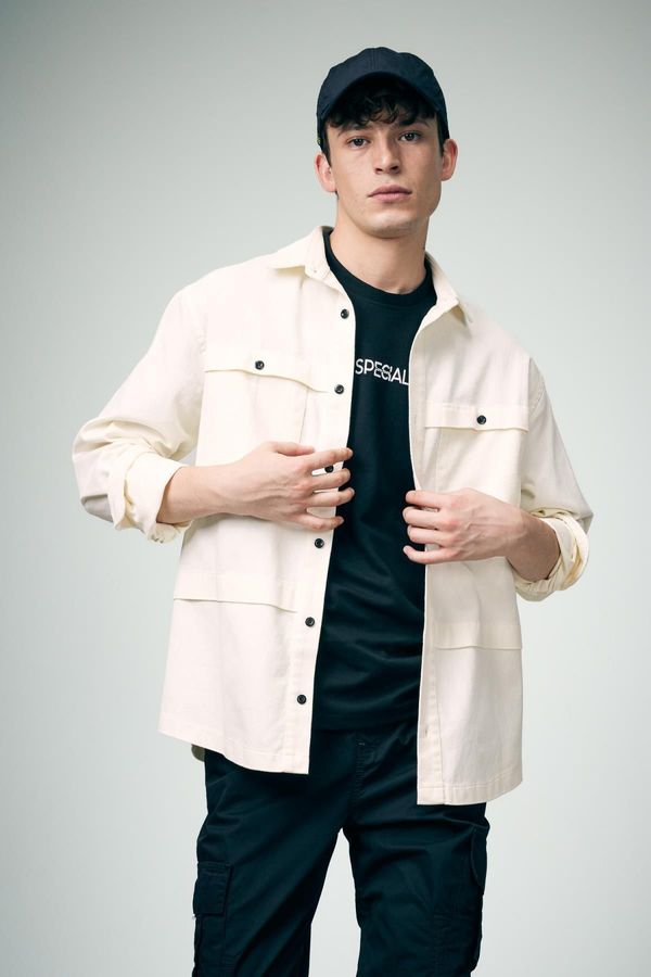 DEFACTO DEFACTO Relax Fit Cotton Long Sleeve Shirt Jacket