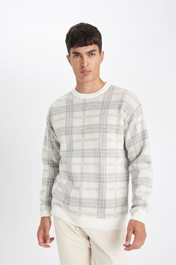 DEFACTO DEFACTO Relax Fit Crew Neck Patterned Knitwear Sweater