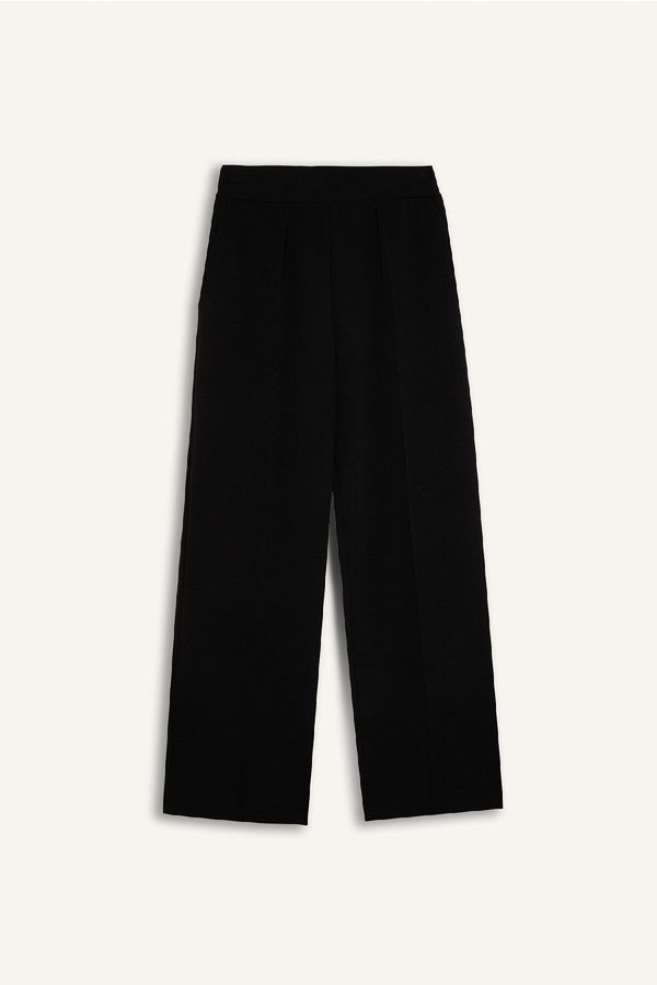 DEFACTO DEFACTO Relax Fit Elastic Waist Basic Plain Crepe Trousers