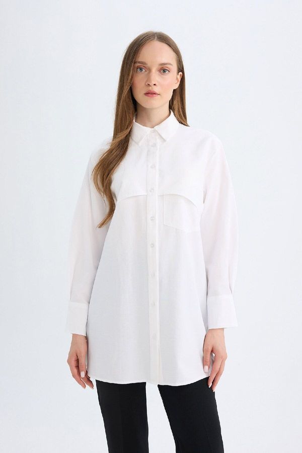 DEFACTO DEFACTO Relax Fit Poplin Long Sleeve Shirt Tunic