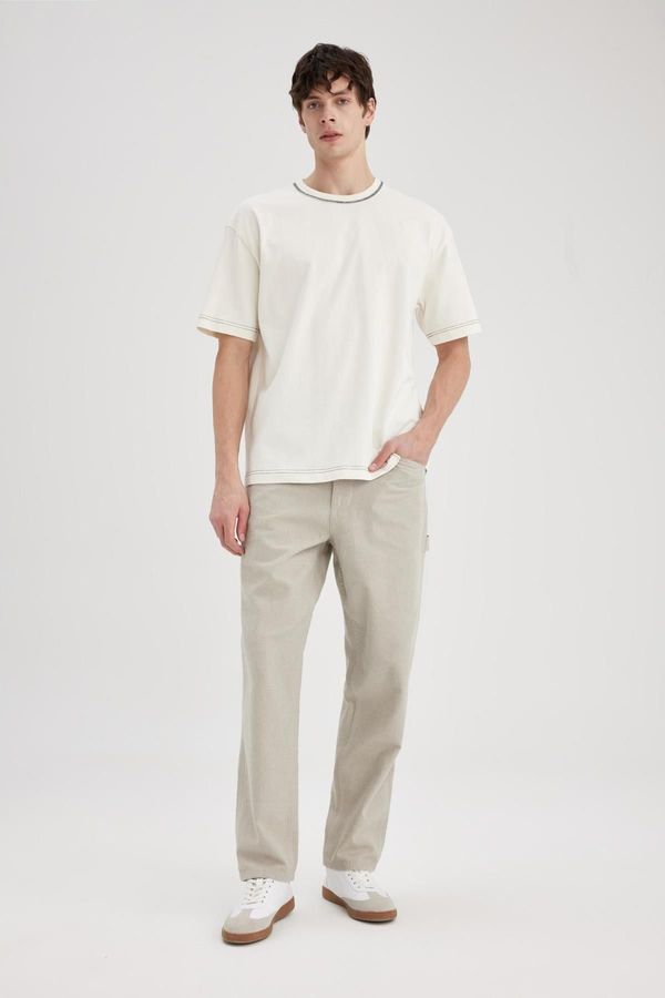 DEFACTO DEFACTO Relax Fit Straight Leg Linen Blend Trousers