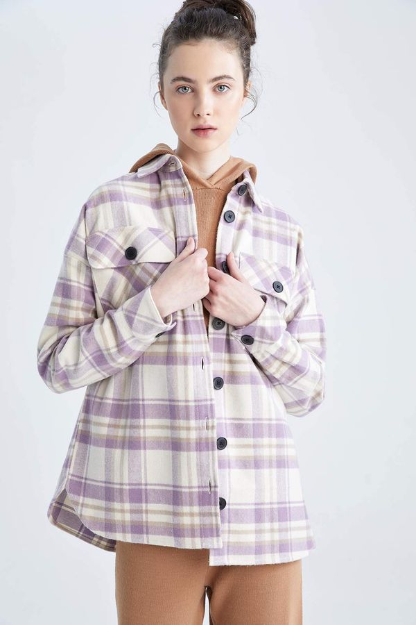 DEFACTO DEFACTO Shirt Collar Flannel Long Sleeve Tunic