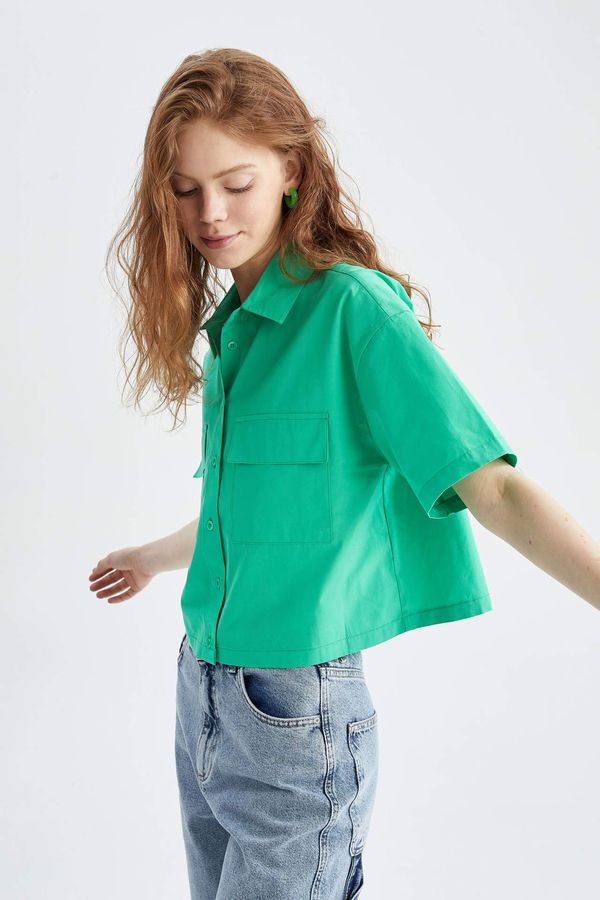 DEFACTO DEFACTO Short Sleeve Double Side Pockets Poplin Shirt