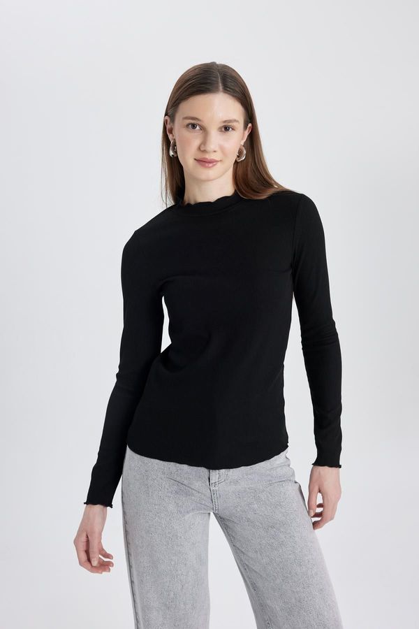 DEFACTO DEFACTO Slim Fit Half Turtleneck Ribbed Camisole Basic Long Sleeve T-Shirt Tunic