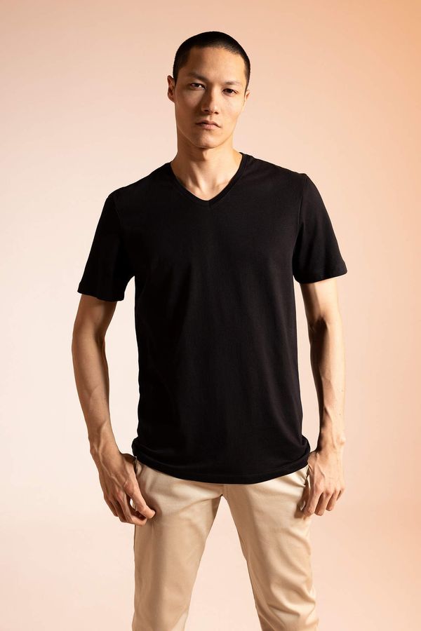 DEFACTO DEFACTO Slim Fit V-Neck Basic Short Sleeve T-Shirt