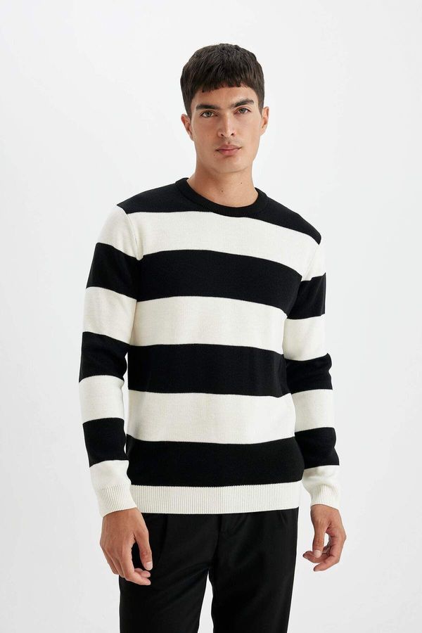 DEFACTO DEFACTO Standard Fit Crew Neck Striped Sweater