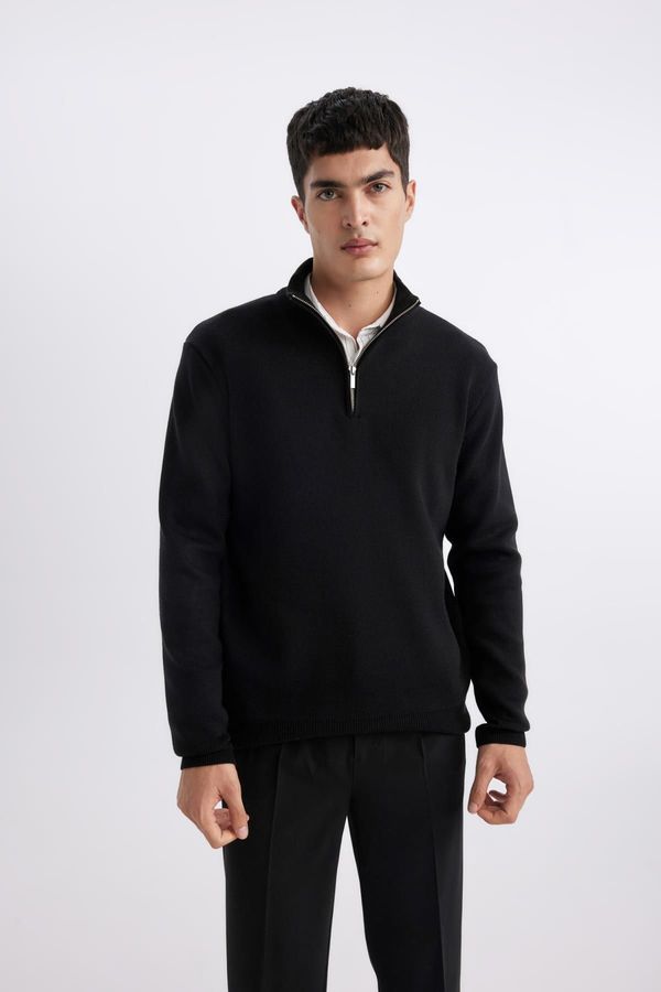 DEFACTO DEFACTO Standard Fit High Neck Zippered Sweater