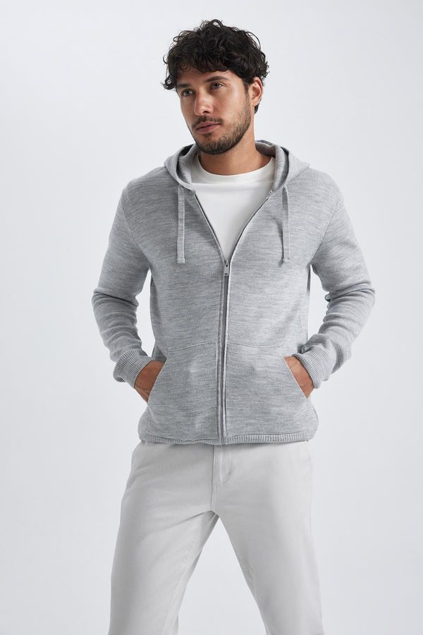 DEFACTO DEFACTO Standard Fit Hooded Knitwear Cardigan