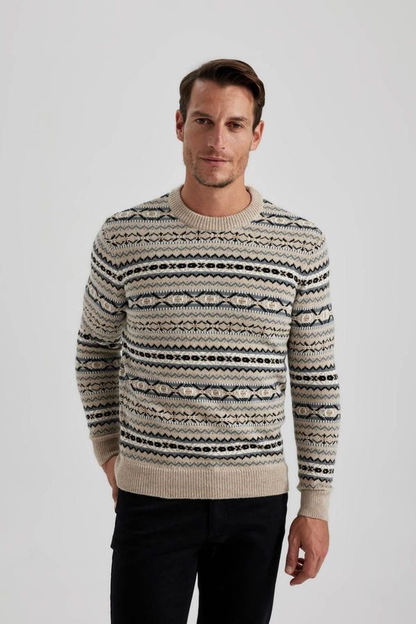 DEFACTO DEFACTO Standard Fit Patterned Crew Neck Sweater