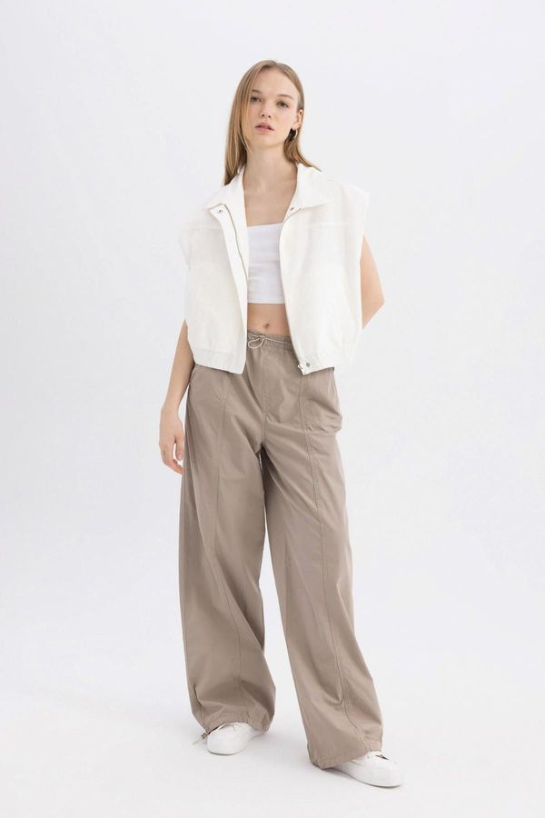 DEFACTO DEFACTO Wide Leg Double Pocket High Waist Standard Size Poplin Trousers