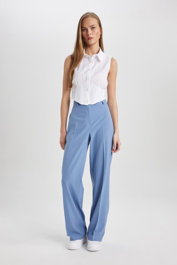 DEFACTO DEFACTO Wide Leg Wide Leg High Waist Standard Length Basic Plain Classic Trousers