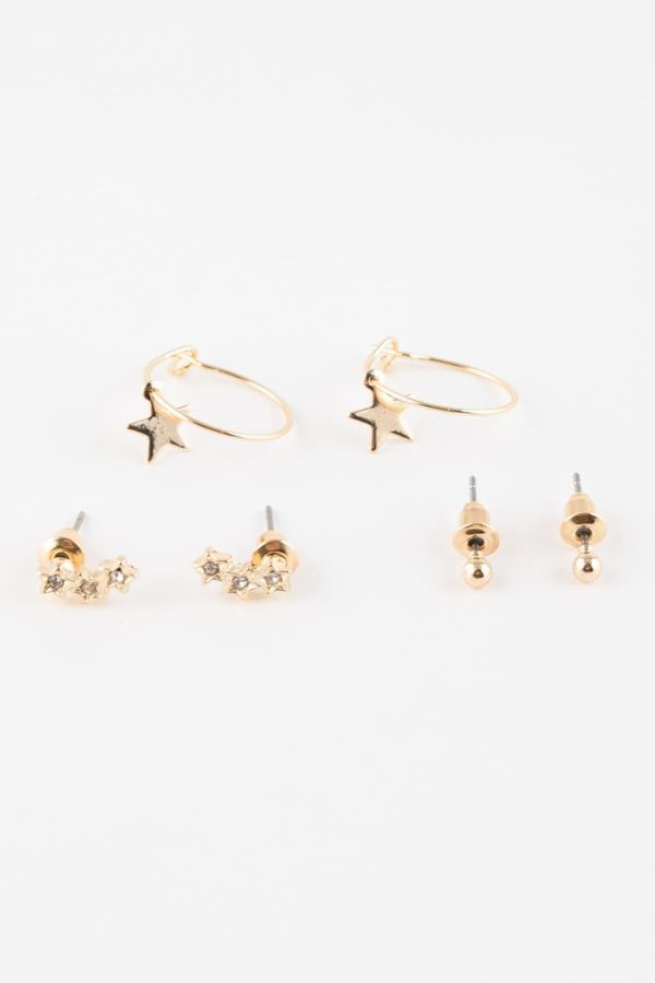 DEFACTO DEFACTO Woman's 3-Piece Gold Earrings