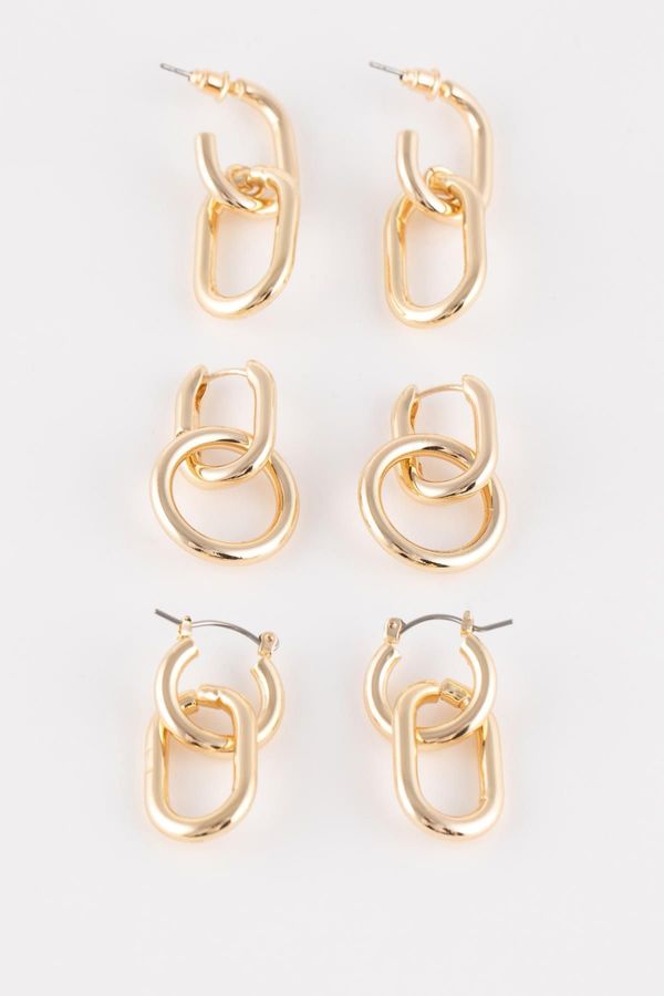 DEFACTO DEFACTO Woman's 3-Piece Gold Hoop Earring