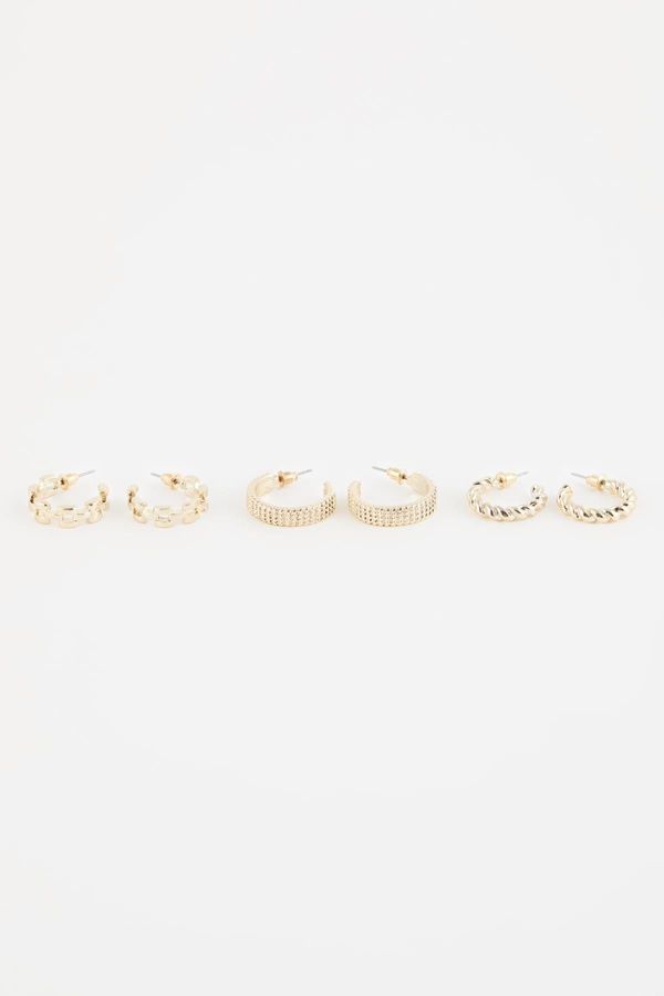 DEFACTO DEFACTO Woman's 3-Piece Ring Gold Earrings