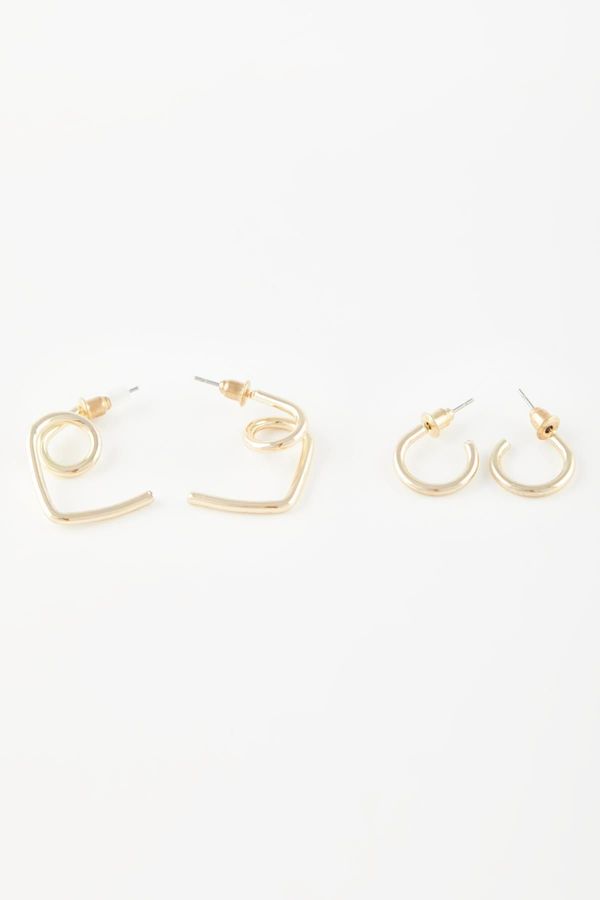 DEFACTO DEFACTO Women's 2-Piece Gold Earrings