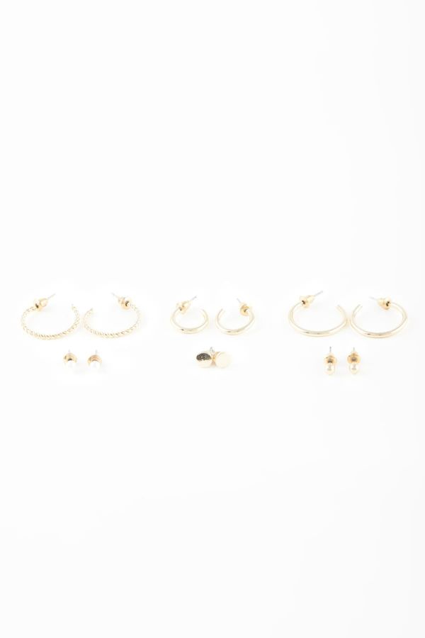 DEFACTO DEFACTO Women's 6-Piece Gold Earrings