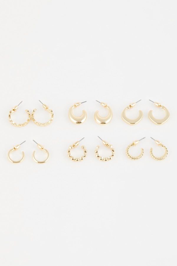 DEFACTO DEFACTO Women's 6-Piece Gold Hoop Earrings