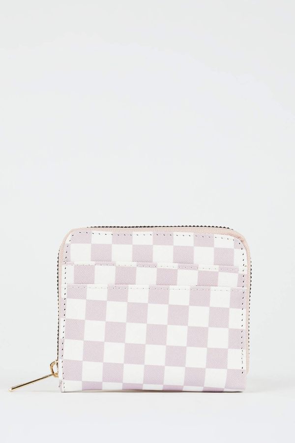 DEFACTO DEFACTO Women's Checkerboard Patterned Faux Leather Wallet