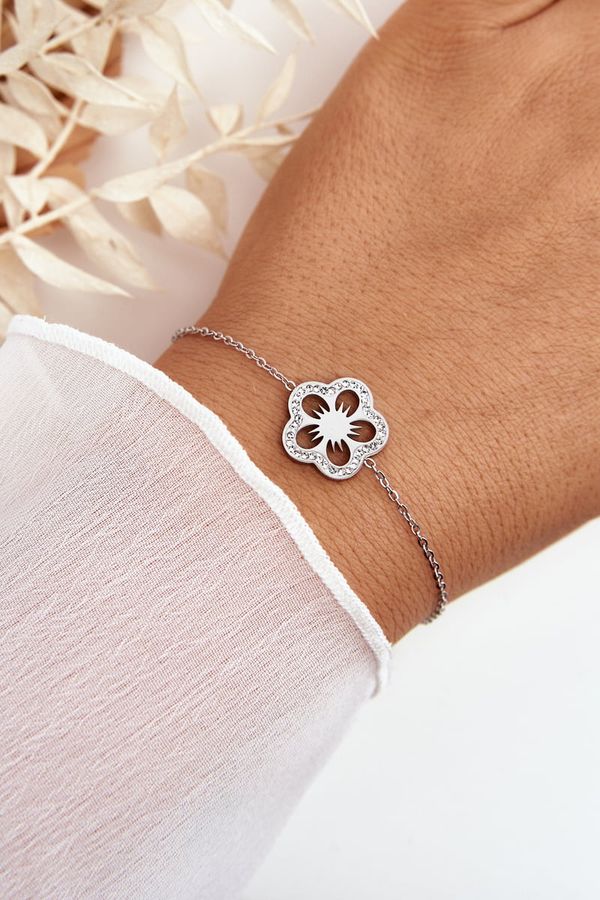 Kesi Delicate Women's Silver Bracelet with Flower