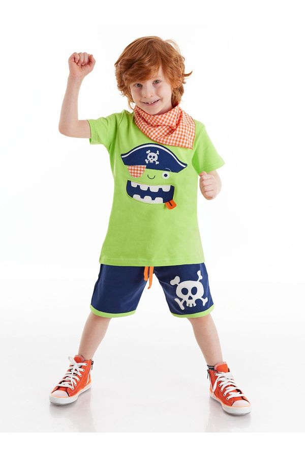 Denokids Denokids 3d Green Pirate Kids T-shirt Shorts Bandana Set