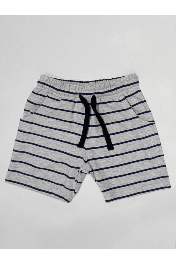 Denokids Denokids Basic Boys' Striped Gray Shorts
