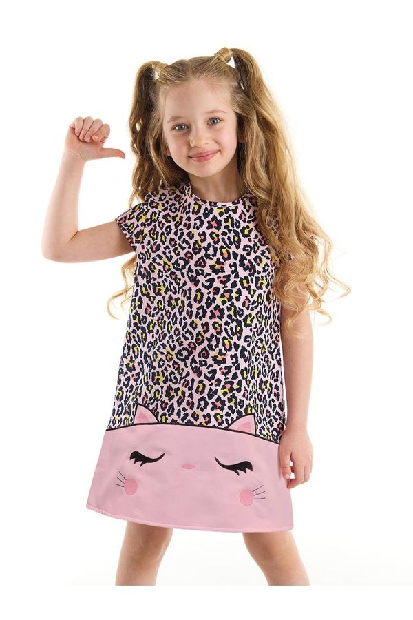 Denokids Denokids Cat Leopard Weave Girls' Pink Dress
