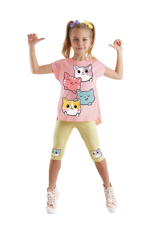 Denokids Denokids Cats Girl's Summer Tunic T-shirt Leggings Set