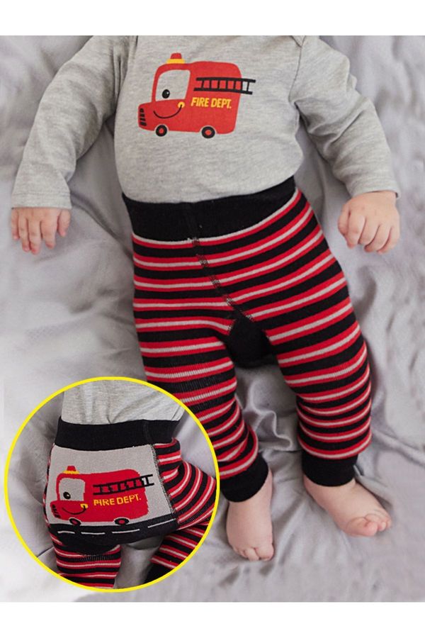 Denokids Denokids Firefighter Baby Boy Knitted Striped Tights-Pants