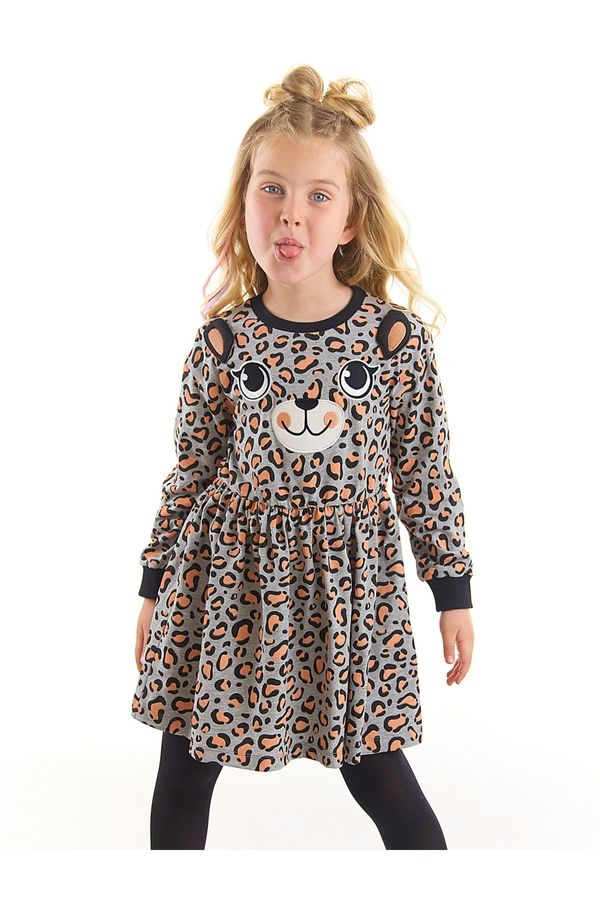 Denokids Denokids Leopard Patterned Gray Girls' Dress